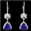 18K Gold 3.84ct Tanzanite & 0.73ct Diamond Earring
