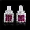 Image 1 : 18K Gold 2.37ct Ruby & 0.72ct Diamond Earrings