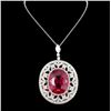 18K Gold 37.56ct Rubellite & 5.30ct Diamond Pendan