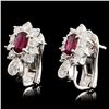 Image 2 : 18K Gold 1.26ctw Ruby & 1.07ctw Diamond Earrings