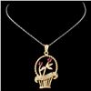 Image 2 : 14K Yellow Gold 0.18ct Ruby & 0.30ct Diamond Penda