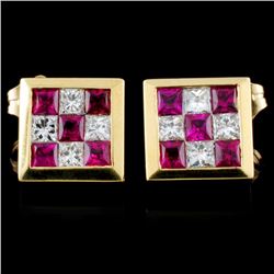 18K Gold 0.92ctw Ruby & 0.49ctw Diamond Earrings