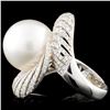 Image 3 : 18K Gold 15mm Pearl & 1.41ctw Diamond Ring