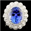 Image 1 : 18K Gold 4.92ct Tanzanite & 1.07ctw Diamond Ring