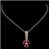 Image 2 : 14K White Gold 1.56ct Ruby & 0.23ct Diamond Pendan