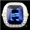 18k Gold 11.23ct Tanzanite & 1.36ctw Diamond Ring
