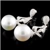 Image 2 : 14K Gold South Sea Pearl & 1.18ctw Diamond Earring