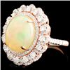 Image 2 : 14K Gold 4.66ct Opal & 1.15 Diamond Ring