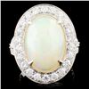 Image 1 : 14K Gold 4.70ct Opal & 1.31ctw Diamond Ring