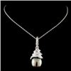 Image 2 : 14K Gold 4MM Pearl & 0.43ctw Diamond Pendant