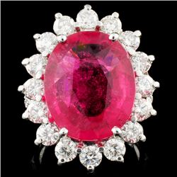 14K Gold 10.19ct Rubellite & 3.05ctw Diamond Ring