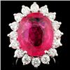 14K Gold 10.19ct Rubellite & 3.05ctw Diamond Ring