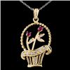 Image 1 : 14K Yellow Gold 0.18ct Ruby & 0.30ct Diamond Penda