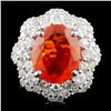 18K Gold 3.15ct Fire Opal & 2.05ctw Diamond Ring