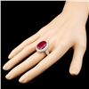 Image 3 : 14K Gold 10.32ct Ruby & 2.40ctw Diamond Ring