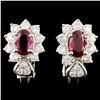 Image 1 : 18K Gold 1.62ctw Ruby & 1.02ctw Diamond Earrings