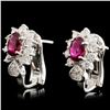 Image 2 : 18K Gold 1.62ctw Ruby & 1.02ctw Diamond Earrings