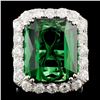 Image 1 : 18K Gold 23.82ct Tourmaline & 3.43ctw Diamond Ring
