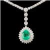 18K Gold 3.56ct Emerald 10.52ctw Diamond Necklace