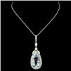 18K Gold 9.30ct Aquamarine & 1.00ctw Diamond Penda