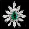 Image 1 : 18K White Gold 0.73ct Emerald & 1.51ctw Diamond Ri