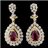 Image 1 : 18K Gold 2.02ctw Ruby & 2.76ctw Diamond Earrings