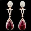 Image 1 : 14K Gold 13.31ctw Ruby & 2.23ctw Diamond Earrings