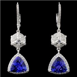 18K Gold 3.84ct Tanzanite & 0.73ct Diamond Earring