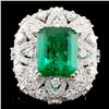 Image 1 : 18K Gold 3.94ct Emerald & 1.61ctw Diamond Ring
