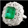 Image 2 : 18K Gold 3.94ct Emerald & 1.61ctw Diamond Ring