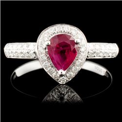 18K Gold 0.70ct Ruby & 0.25ctw Diamond Ring