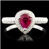 Image 1 : 18K Gold 0.70ct Ruby & 0.25ctw Diamond Ring