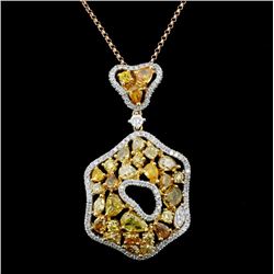 18K Gold 3.42ctw Fancy Color Diamond Pendant