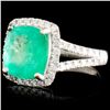 Image 2 : 18K Gold 3.45ct Emerald & 0.54ctw Diamond Ring