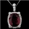 Image 1 : 14K White Gold 25.00ct Rubellite & 4.23ct Diamond
