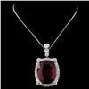 Image 2 : 14K White Gold 25.00ct Rubellite & 4.23ct Diamond