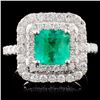 Image 1 : 18K White Gold 1.63ct Emerald & 0.98ct Diamond Rin