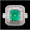 18K White Gold 1.69ct Emerald & 1.35ctw Diamond Ri