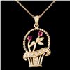 Image 1 : 14K Gold 0.24ctw Ruby & 0.36ctw Diamond Pendant