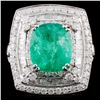 18K White Gold 3.24ct Emerald & 1.58ctw Diamond Ri