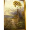 Image 1 : Large framed oil on canvas of gum tree at sun…
