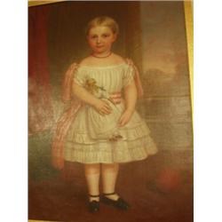 Framed naive oil on canvas of a child titled …