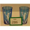 Image 1 : Pair of Mary Gregory blue glasses with enamel…