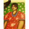 Image 1 : Unusual naive oil painting on canvas, signed …