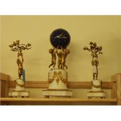 19c continental clock garniture with jewel pi…