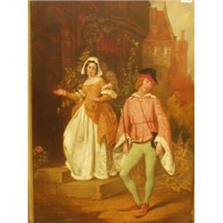 Superb 19c oil on panel of a courtier and his…