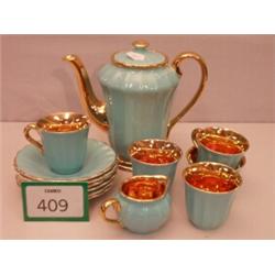 Wade blue and gilt thirteen piece coffee set…