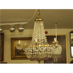 Large glass drop chandelier, 44x32"…