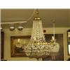 Image 1 : Large glass drop chandelier, 44x32"…