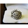 Image 1 : Diamond Wedding Cluster Ring Set - 3ct Melee Diamonds .5ct Center - Setting 14kt Yellow Gold